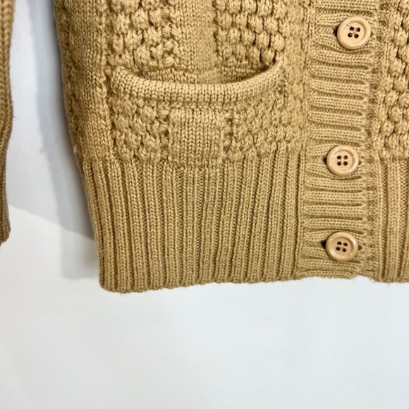 Vintage Jousse Paris Italian made wool blend tan fitted cardigan sweater - Picture 8 of 12